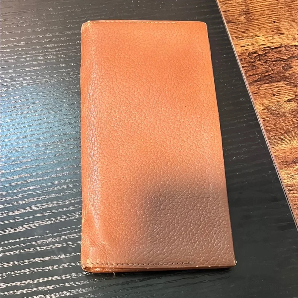 Burberry Bifold Leather Long Wallet Flap Logo Embossed Nova Check Clasp Brown M
